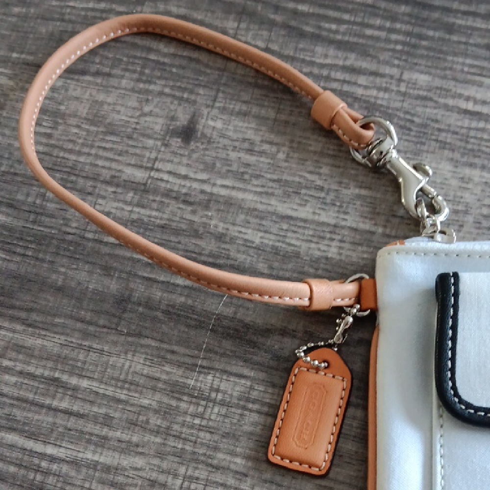 Coach White and Tan Wristlet Clutch - Picture 4 of 9